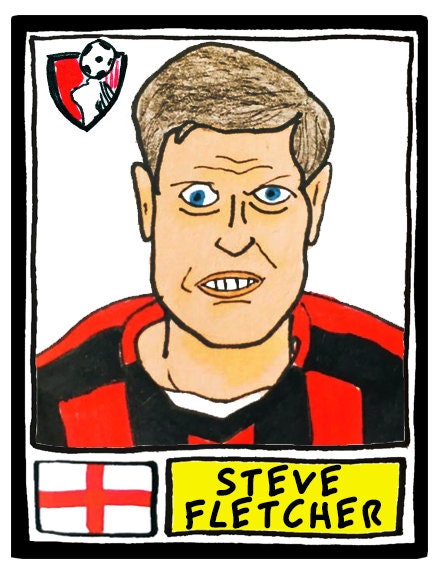 Bournemouth - No Score Draws Cherries Edition - A3 print of 36 hand-drawn Panini-style AFCB football legends - Cheapskate football art