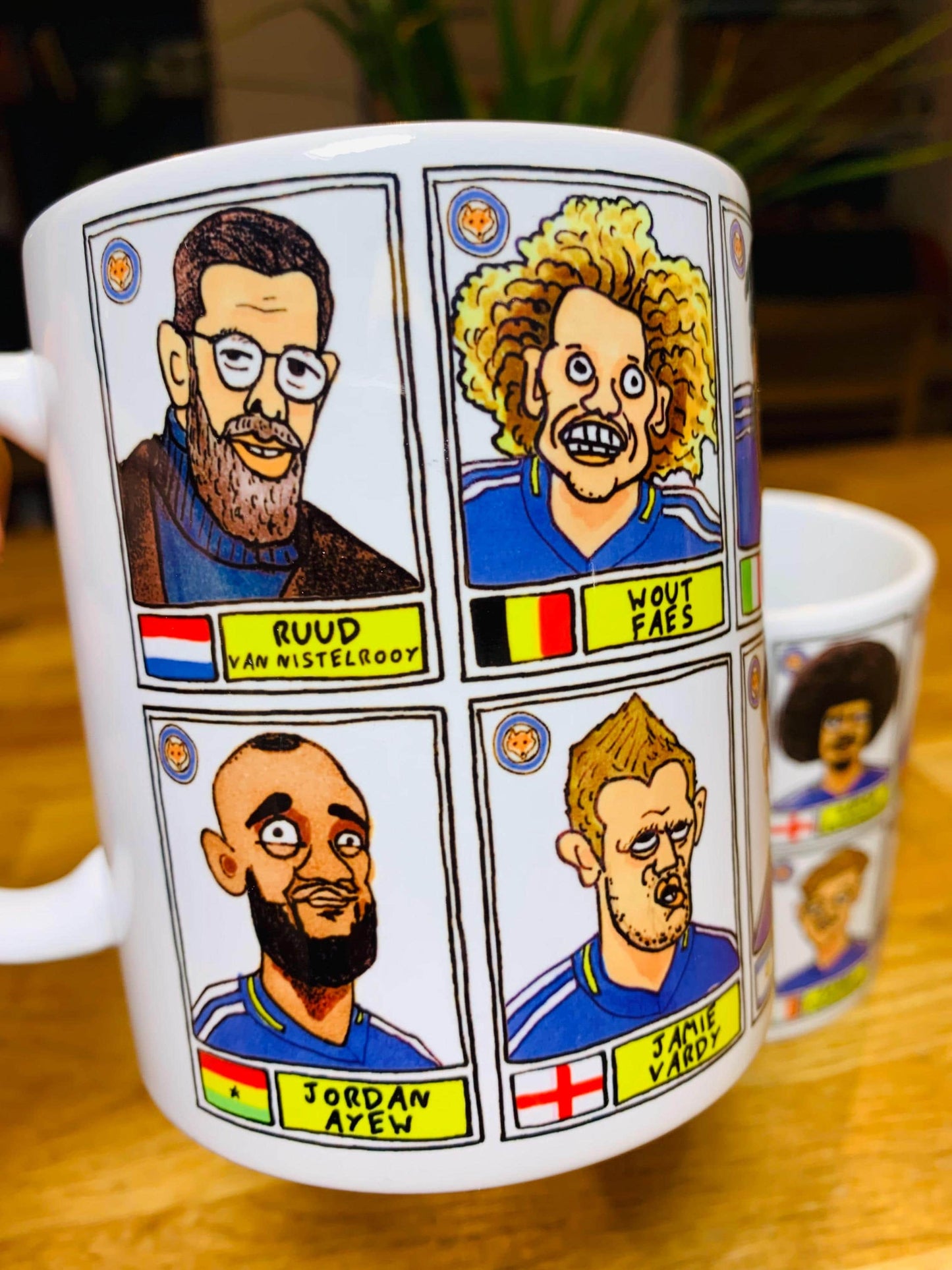 Leicester City Vol 3 No Score Draws Mug Set - Set of TWO DIFFERENT 11oz Ceramic Mugs with 24 Wonky Panini-style Doodles of LCFC's 23-24 Team