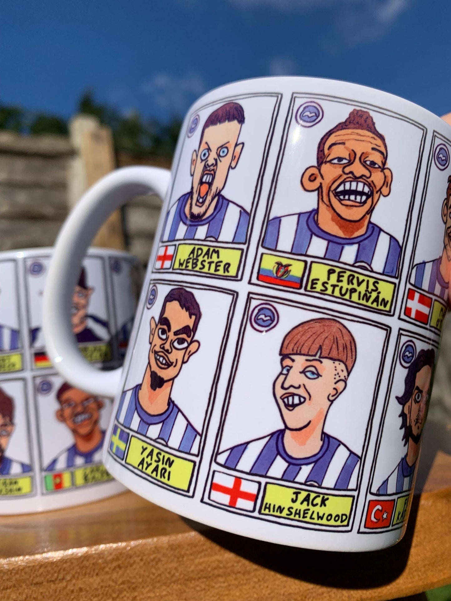 Brighton Vol 3 No Score Draws Mug Set - Set of TWO DIFFERENT 11oz Ceramic Mugs with Wonky Panini--style BHAFC 24/25 No Score Draws Doodles