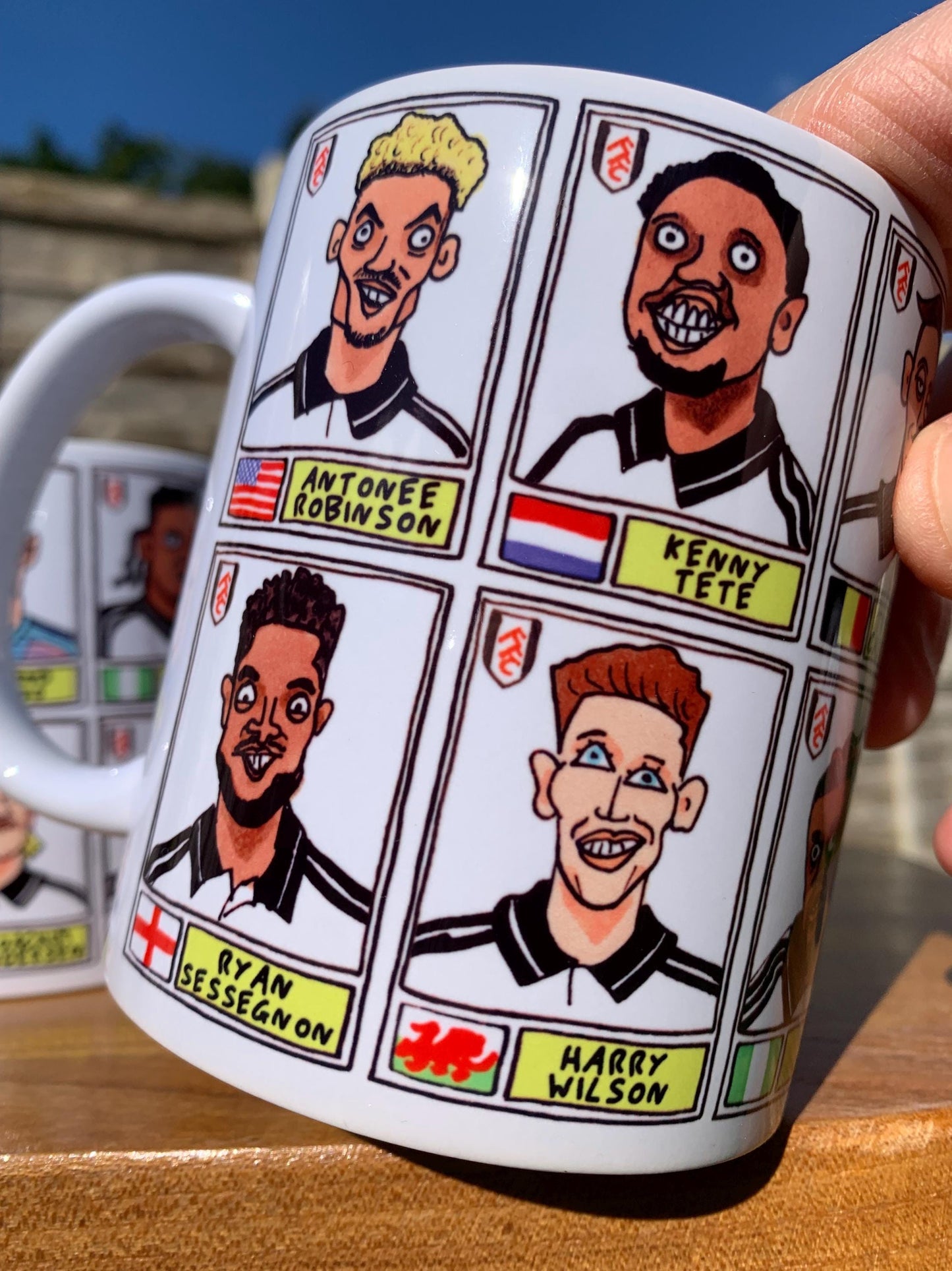 Fulham Vol 3 No Score Draws Mug Set - Set of TWO DIFFERENT 11oz Mugs with Wonky Panini-Doodles of Marco Silva's 24/25 Cottagers EPL Squad