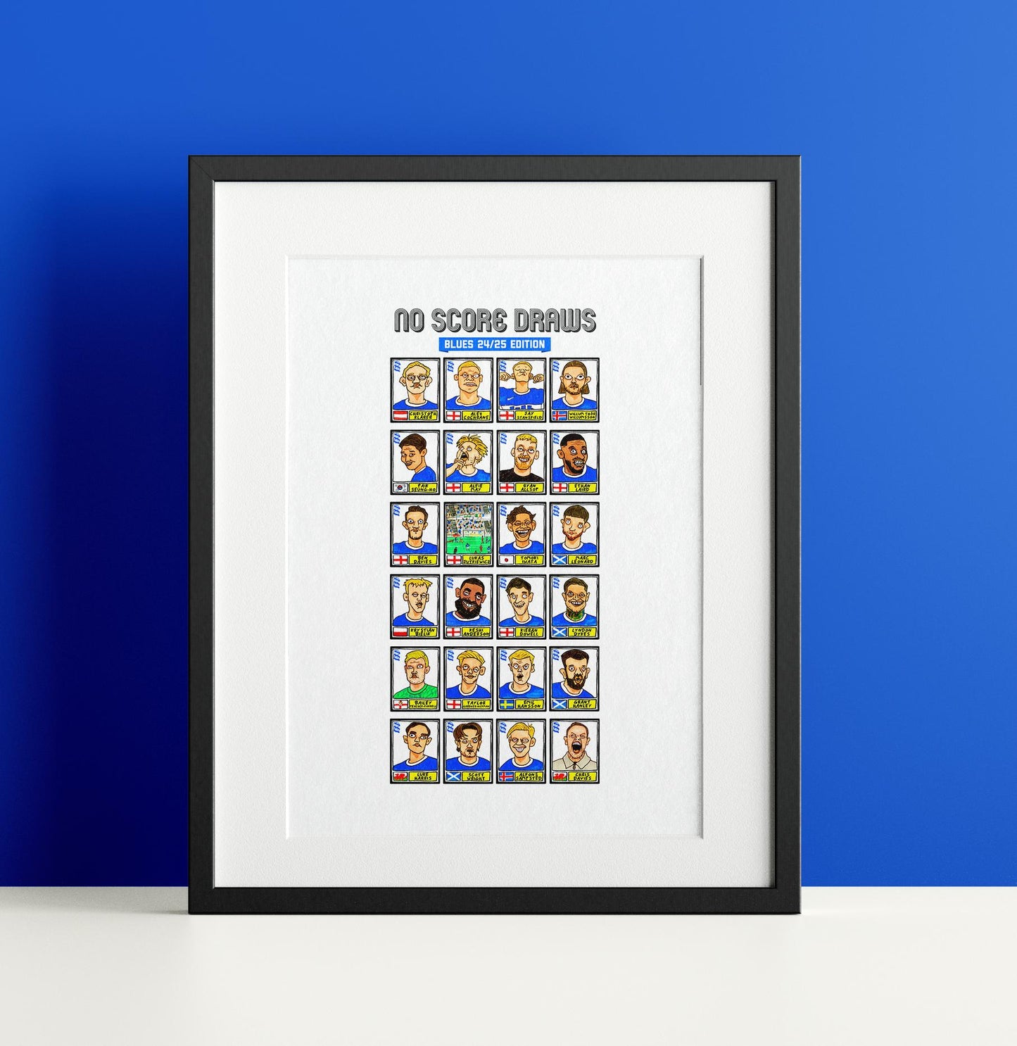 Birmingham City Vol 2 - No Score Draws Blues 24/25 Edition - A3 print of 24 hand-drawn Panini-Doodles Of BCFC's 24/25 League One Champions