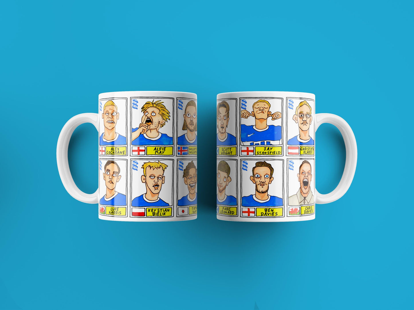 Birmingham City Vol 2 No Score Draws Mug Set - Set of TWO DIFFERENT 11oz Mugs with Wonky Panini-Doodles of BCFC's's 24/25 League One Winners