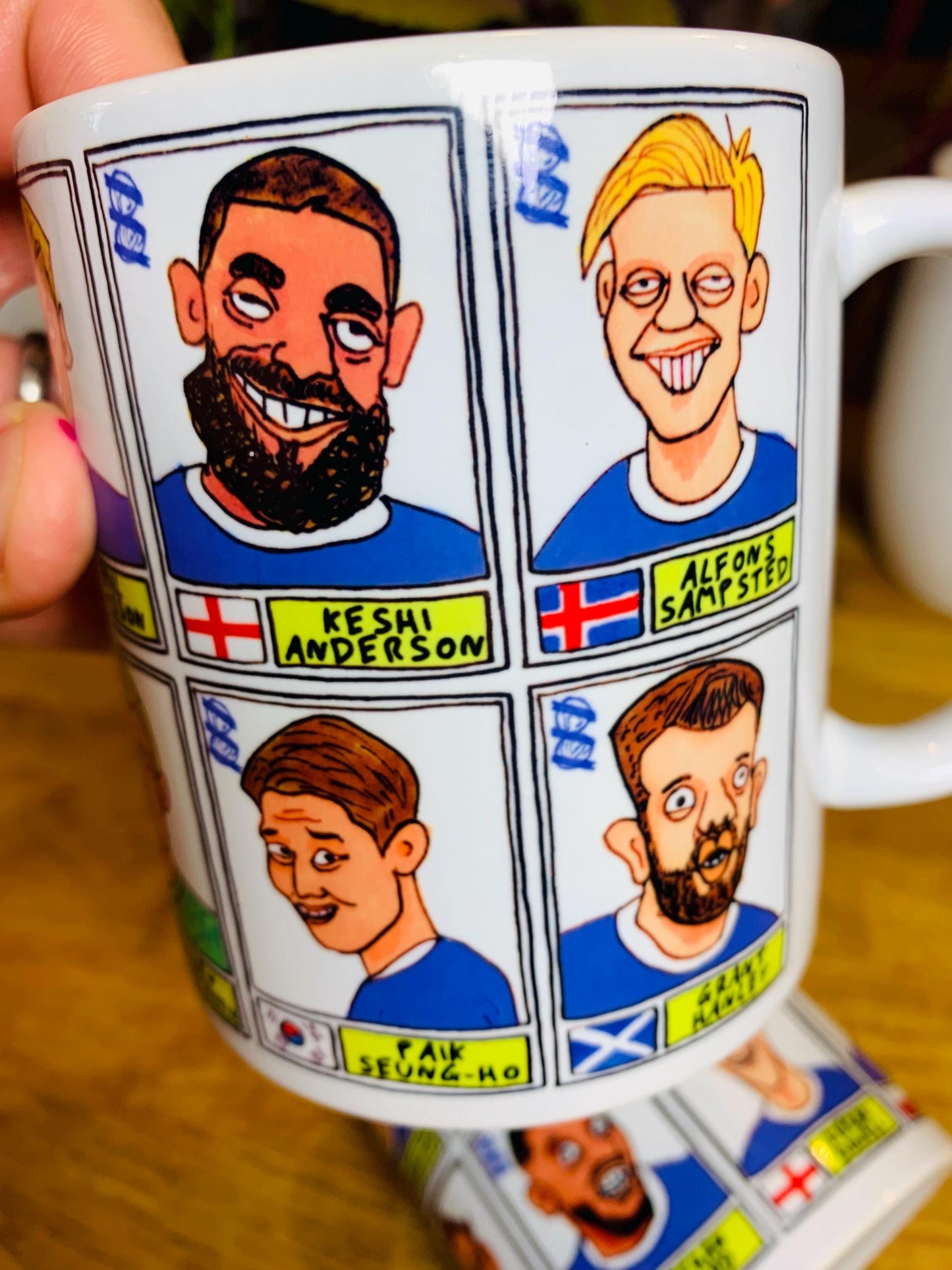 Birmingham City Vol 2 No Score Draws Mug Set - Set of TWO DIFFERENT 11oz Mugs with Wonky Panini-Doodles of BCFC's's 24/25 League One Winners