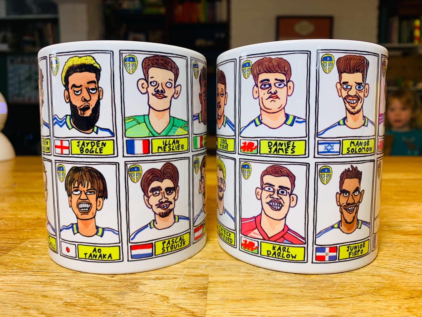 Leeds United Vol 4 No Score Draws Mug Set - Set of TWO 11oz Ceramic Mugs with Wonky Panini-Doodles Of LUFC's 24/25 Promotion Winning Squad