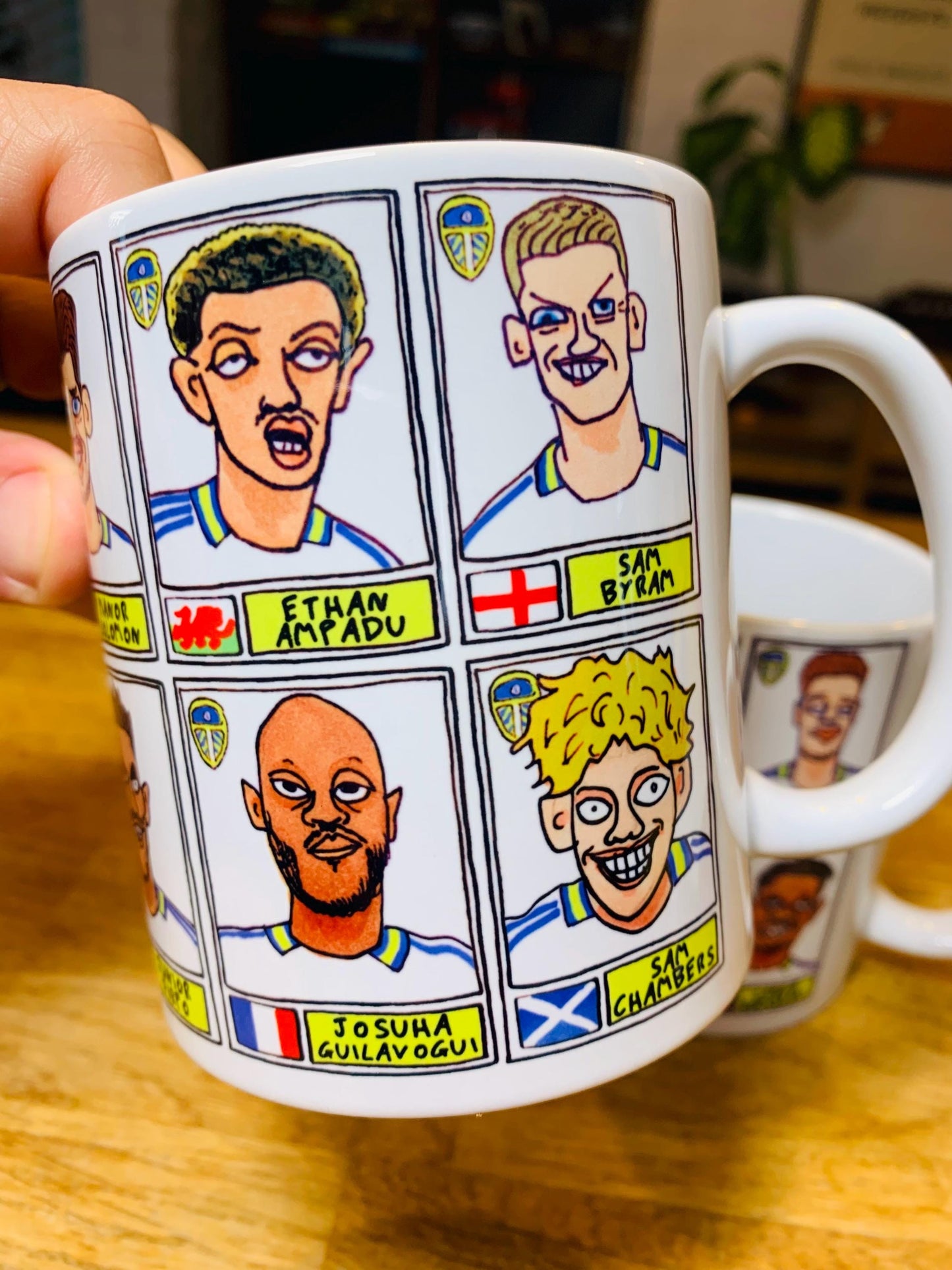 Leeds United Vol 4 No Score Draws Mug Set - Set of TWO 11oz Ceramic Mugs with Wonky Panini-Doodles Of LUFC's 24/25 Promotion Winning Squad