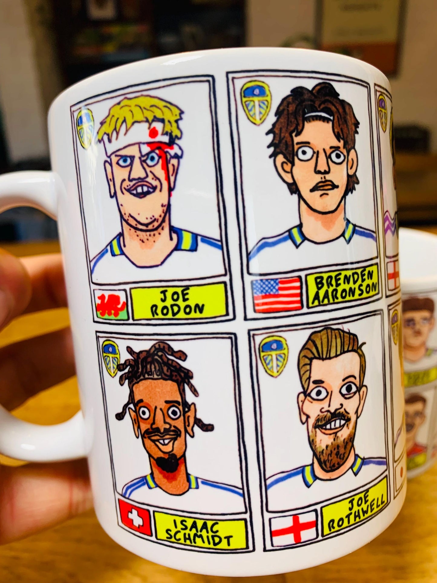 Leeds United Vol 4 No Score Draws Mug Set - Set of TWO 11oz Ceramic Mugs with Wonky Panini-Doodles Of LUFC's 24/25 Promotion Winning Squad