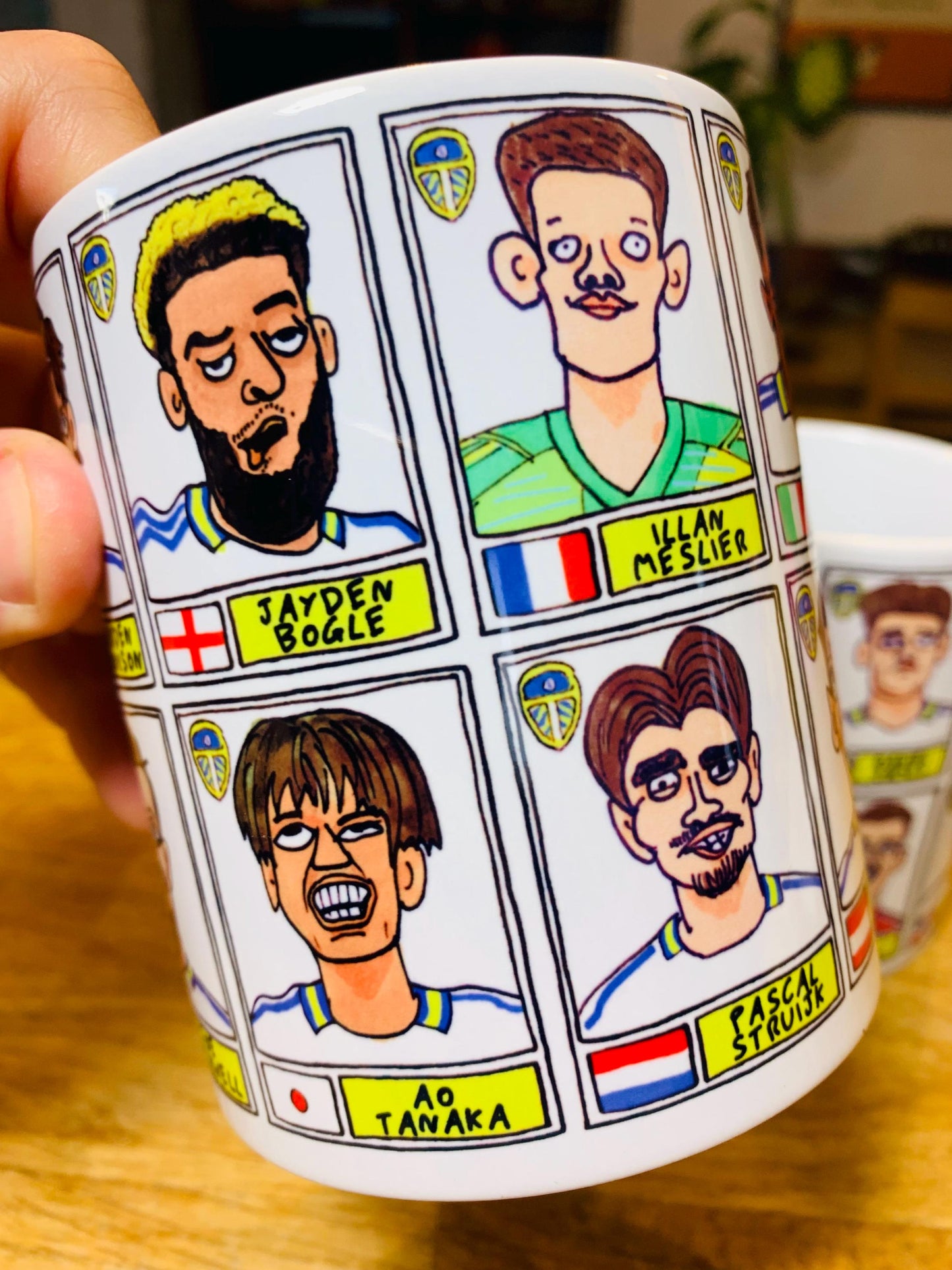 Leeds United Vol 4 No Score Draws Mug Set - Set of TWO 11oz Ceramic Mugs with Wonky Panini-Doodles Of LUFC's 24/25 Promotion Winning Squad