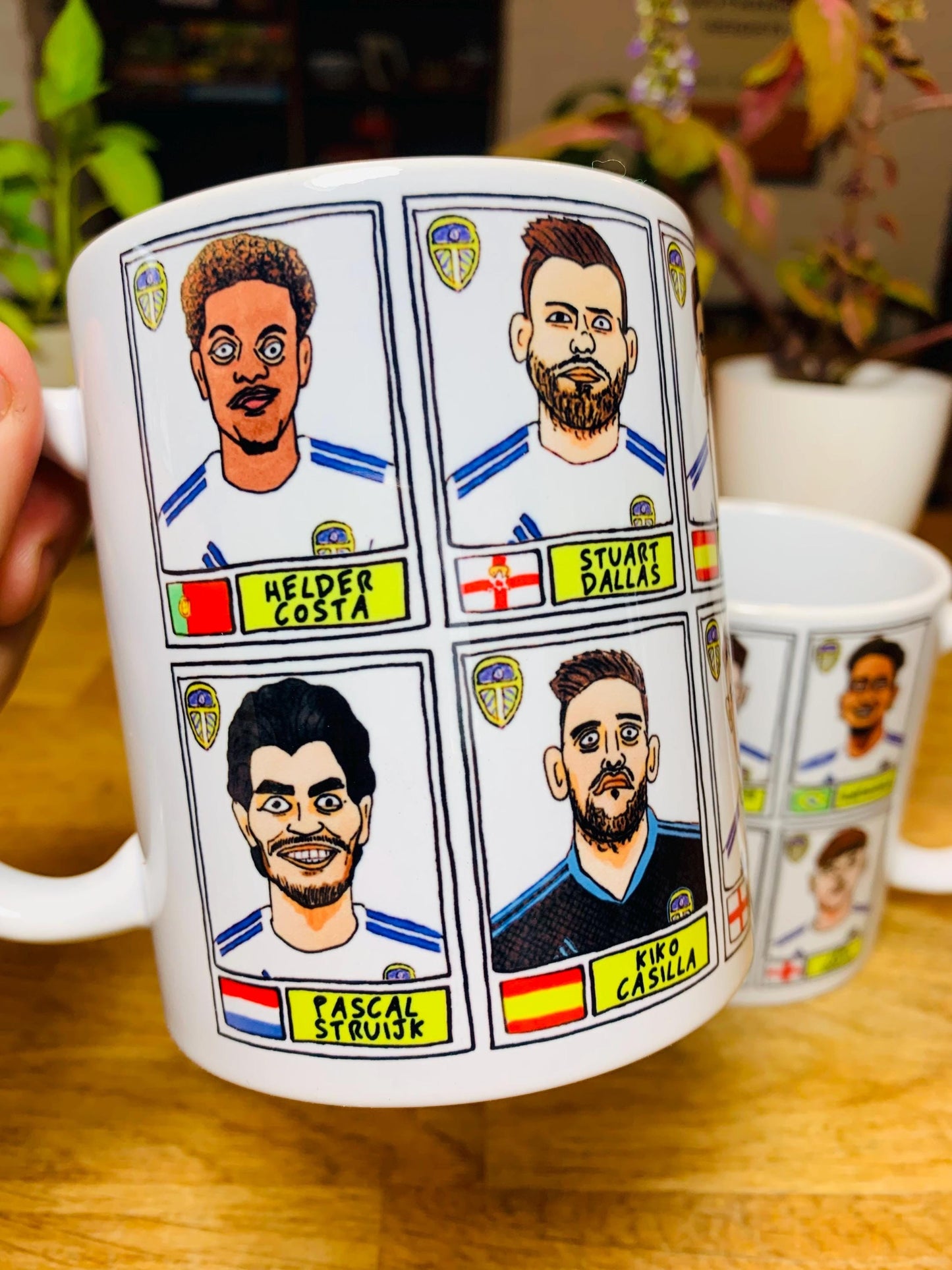 Leeds United Vol 2 No Score Draws Mug Set - Set of TWO 11oz Ceramic Mugs with Wonky Panini-style No Score Draws Doodles of Bielsa's LUFC