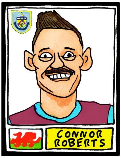 Burnley Volume 3 - No Score Draws Clarets 24/25 Edition - A3 print of 24 hand-drawn Panini-doodles Of Scott Parkers BFC Promotion-Winners