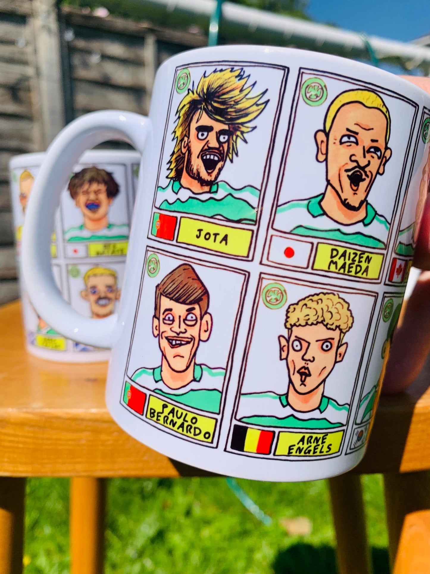 Celtic Vol 4 Champions 24-25 No Score Draws Mug Set - Set of TWO DIFFERENT 11oz Ceramic Mugs with 24 Wonky Panini-style Bhoys Doodles