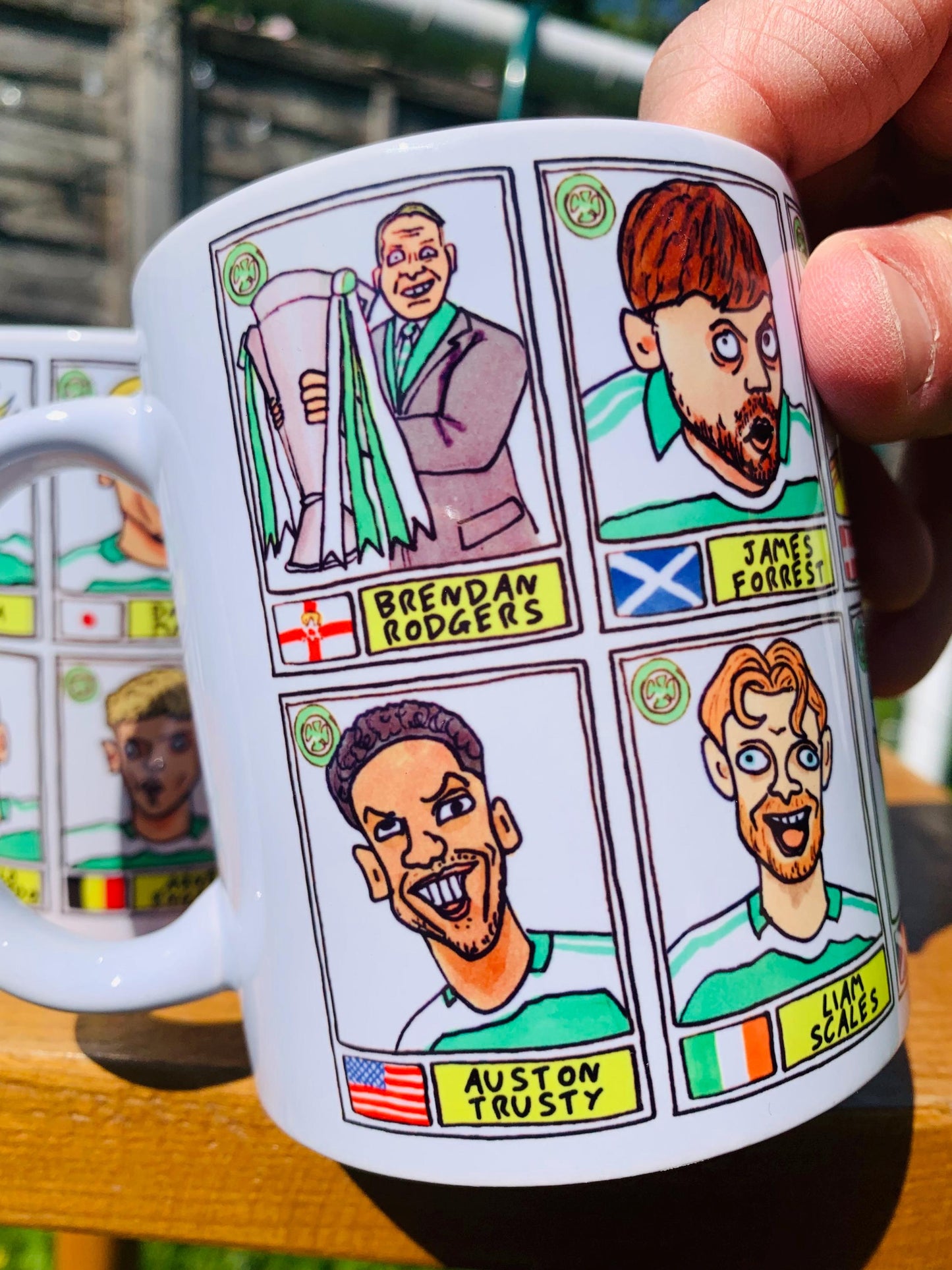 Celtic Vol 4 Champions 24-25 No Score Draws Mug Set - Set of TWO DIFFERENT 11oz Ceramic Mugs with 24 Wonky Panini-style Bhoys Doodles