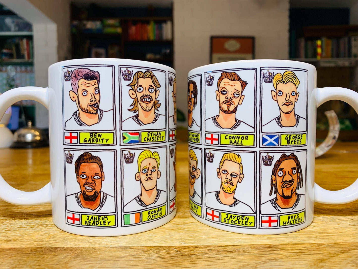 Port Vale Going Up No Score Draws Mug Set - Set of TWO DIFFERENT 11oz Ceramic Mugs with 24 Wonky Panini-Doodles of PVFC's 24-25 Team