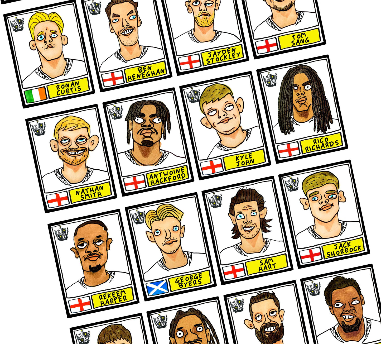 Port Vale Vol 2 - No Score Draws Valiants Going Up Edition - A3 print of 24 hand-drawn Panini-doodles Of PVFC's 24/25 Promotion Squad