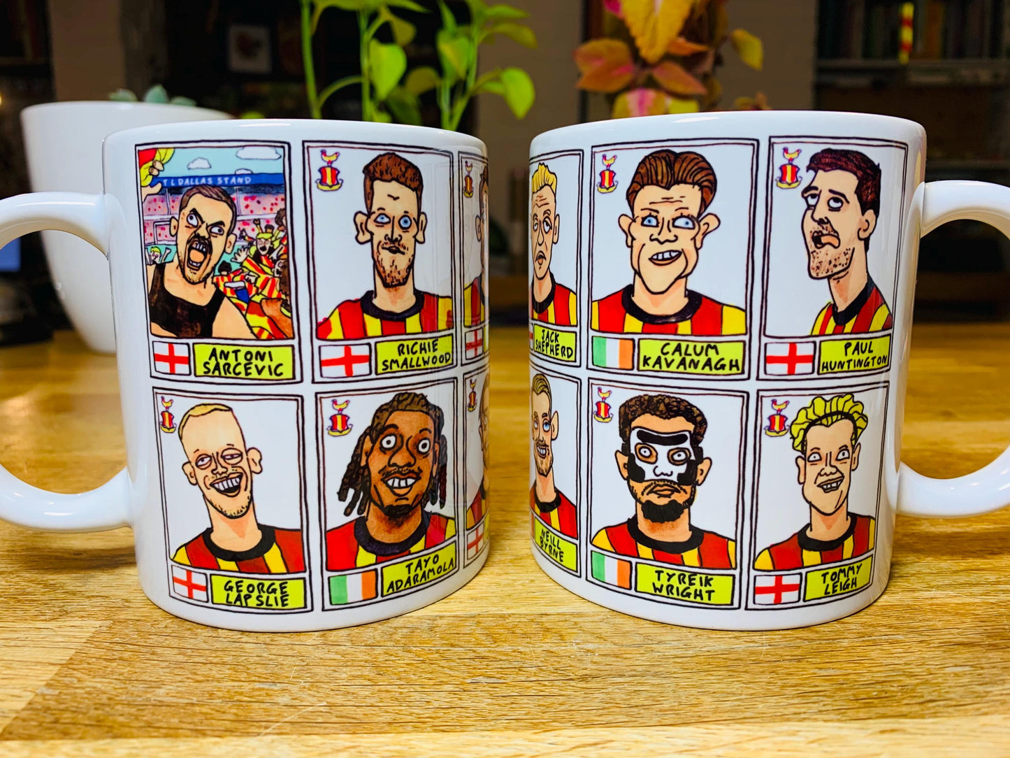 Bradford City Vol 2 Going Up No Score Draws Mug Set - Set of TWO DIFFERENT 11oz Ceramic Mugs with 24 Wonky Panini-Doodles of BCFC 24-25