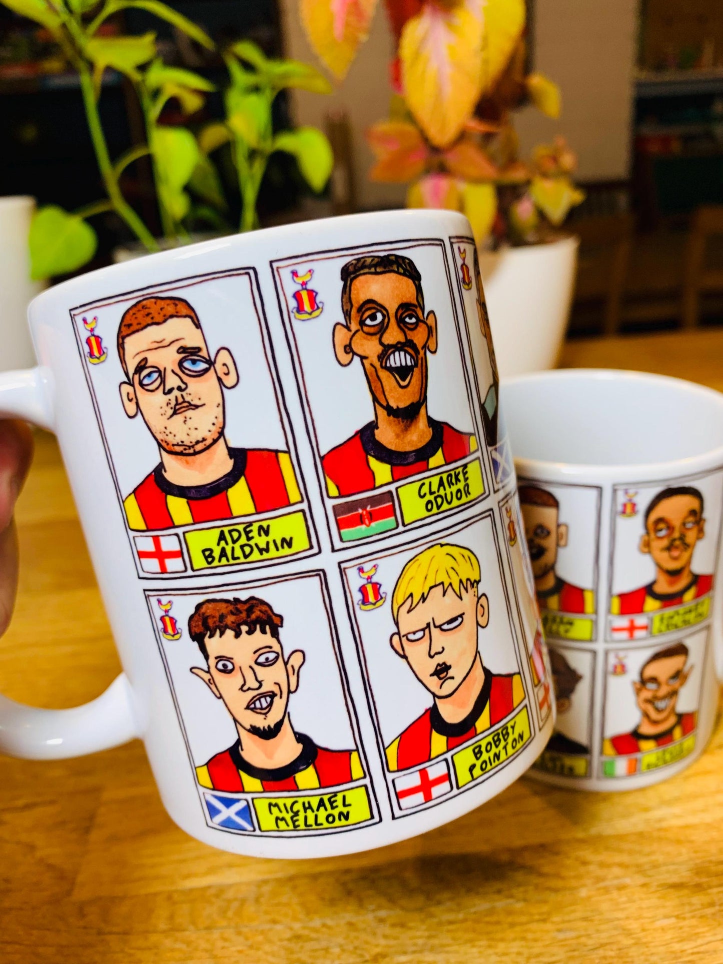 Bradford City Vol 2 Going Up No Score Draws Mug Set - Set of TWO DIFFERENT 11oz Ceramic Mugs with 24 Wonky Panini-Doodles of BCFC 24-25