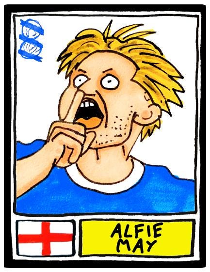 Birmingham City Vol 2 - No Score Draws Blues 24/25 Edition - A3 print of 24 hand-drawn Panini-Doodles Of BCFC's 24/25 League One Champions