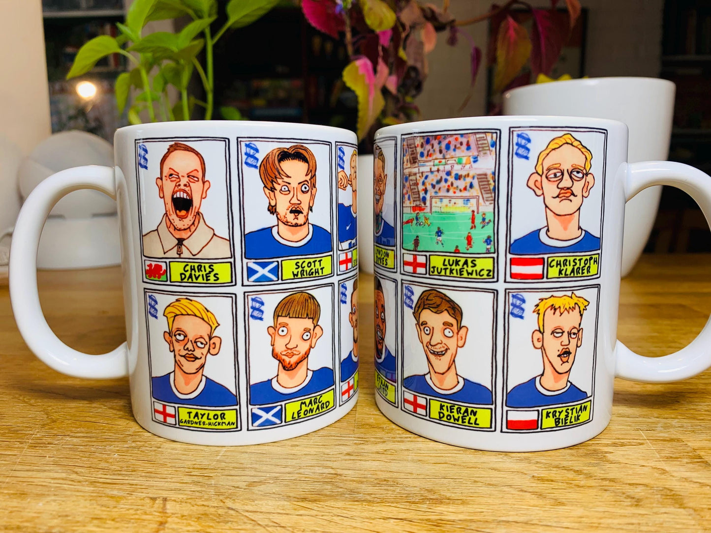 Birmingham City Vol 2 No Score Draws Mug Set - Set of TWO DIFFERENT 11oz Mugs with Wonky Panini-Doodles of BCFC's's 24/25 League One Winners