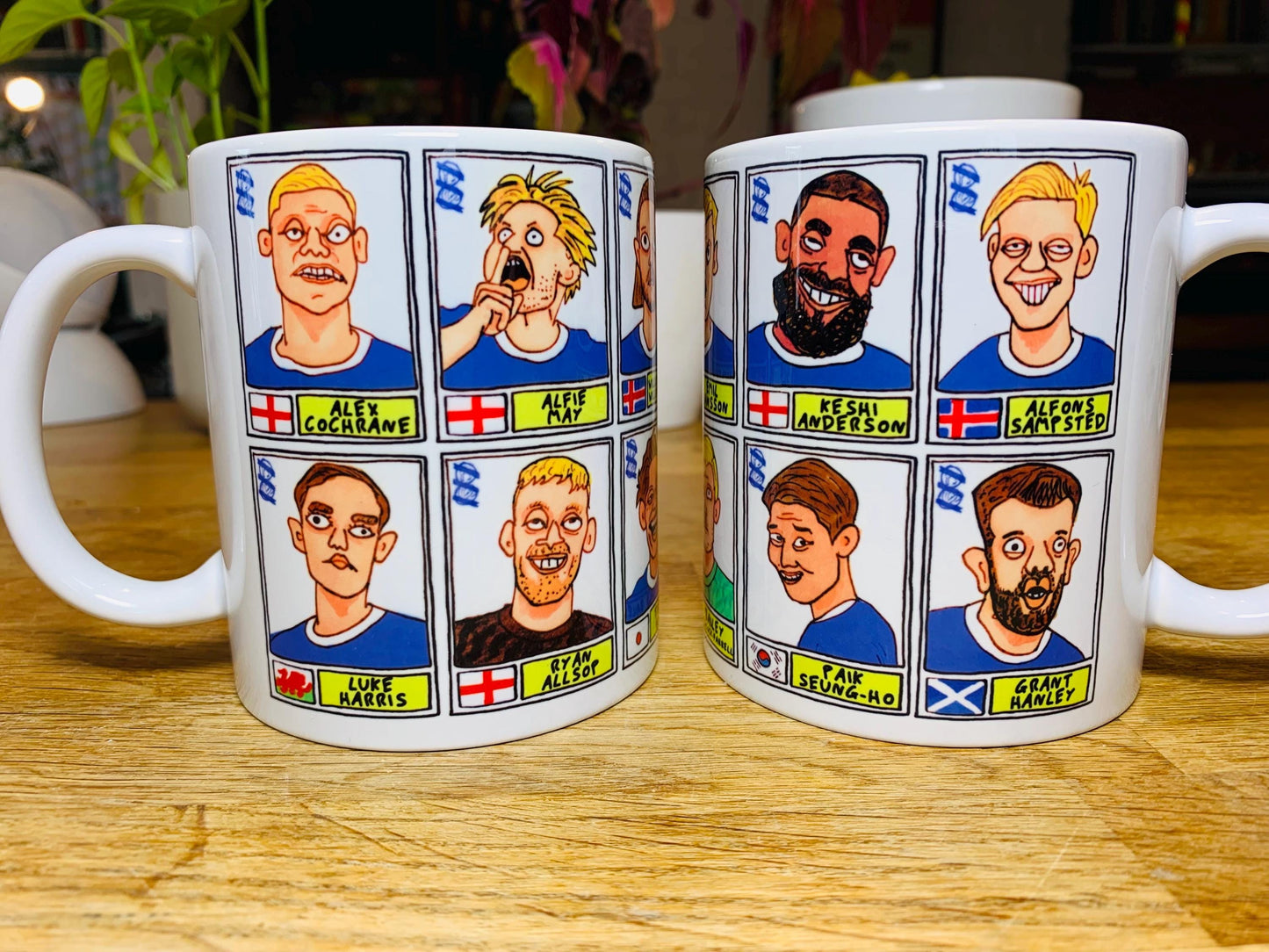 Birmingham City Vol 2 No Score Draws Mug Set - Set of TWO DIFFERENT 11oz Mugs with Wonky Panini-Doodles of BCFC's's 24/25 League One Winners