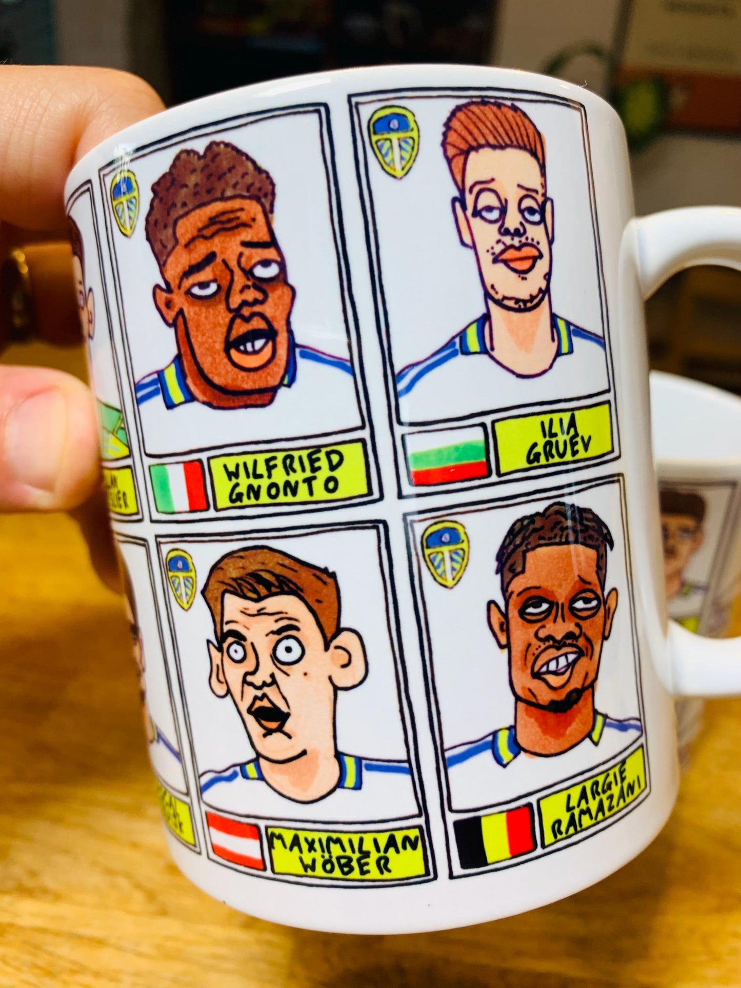 Leeds United Vol 4 No Score Draws Mug Set - Set of TWO 11oz Ceramic Mugs with Wonky Panini-Doodles Of LUFC's 24/25 Promotion Winning Squad