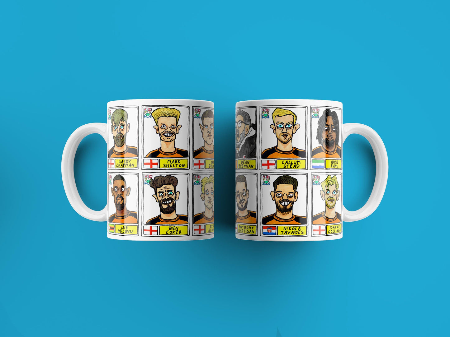 Barnet No Score Draws Mug Set - Set of TWO DIFFERENT 11oz Ceramic Mugs with Wonky Panini-Doodles of The Bees' 24/25 National League Winners