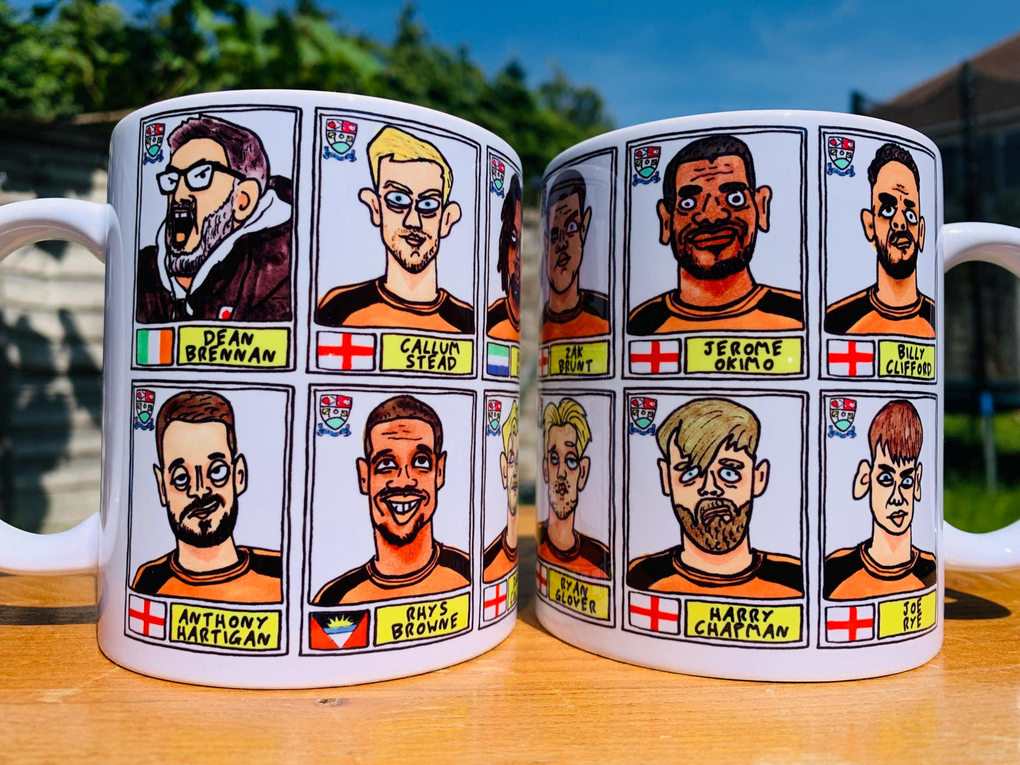 Barnet No Score Draws Mug Set - Set of TWO DIFFERENT 11oz Ceramic Mugs with Wonky Panini-Doodles of The Bees' 24/25 National League Winners