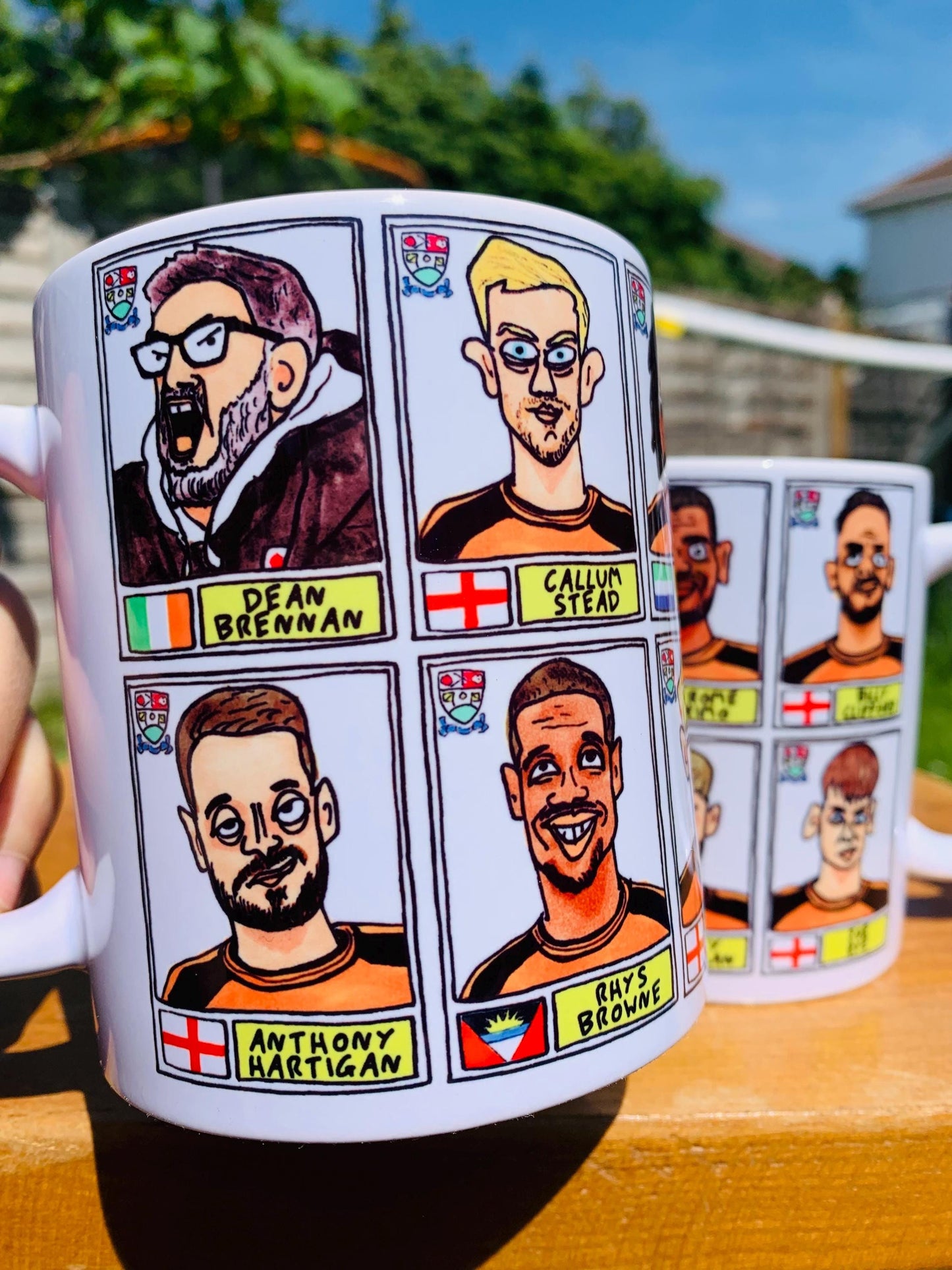 Barnet No Score Draws Mug Set - Set of TWO DIFFERENT 11oz Ceramic Mugs with Wonky Panini-Doodles of The Bees' 24/25 National League Winners