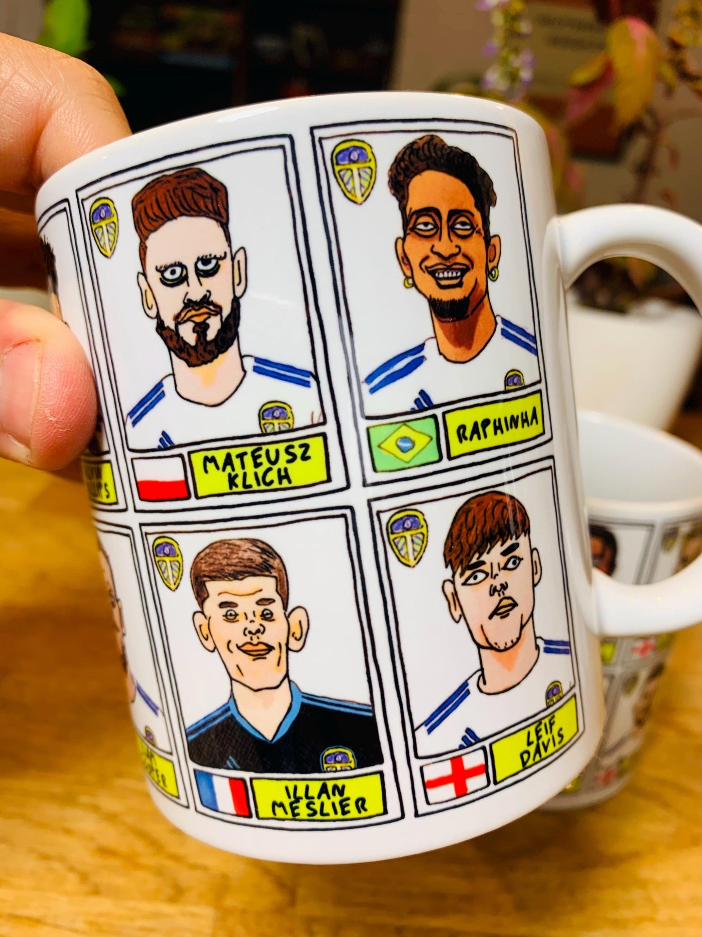 Leeds United Vol 2 No Score Draws Mug Set - Set of TWO 11oz Ceramic Mugs with Wonky Panini-style No Score Draws Doodles of Bielsa's LUFC