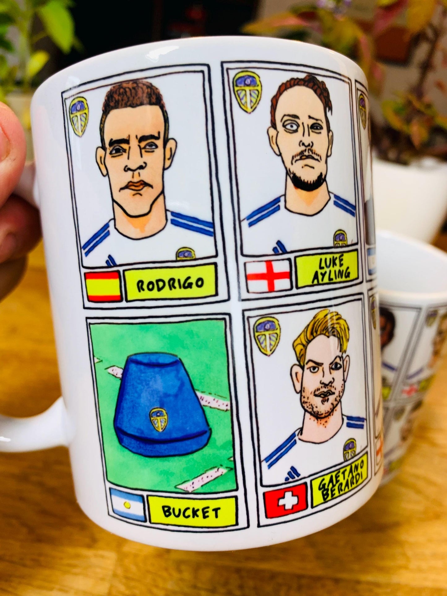 Leeds United Vol 2 No Score Draws Mug Set - Set of TWO 11oz Ceramic Mugs with Wonky Panini-style No Score Draws Doodles of Bielsa's LUFC