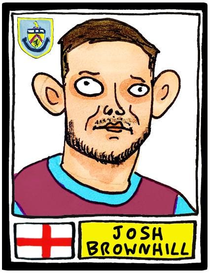 Burnley Volume 3 - No Score Draws Clarets 24/25 Edition - A3 print of 24 hand-drawn Panini-doodles Of Scott Parkers BFC Promotion-Winners