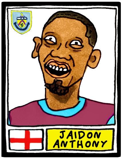 Burnley Volume 3 - No Score Draws Clarets 24/25 Edition - A3 print of 24 hand-drawn Panini-doodles Of Scott Parkers BFC Promotion-Winners