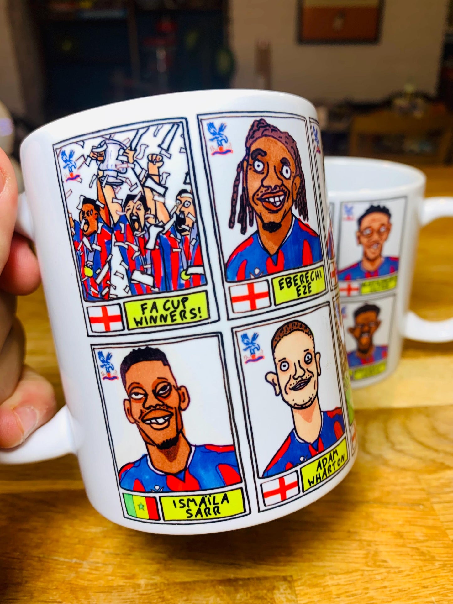 Crystal Palace Vol 2 No Score Draws Mug Set - Set of TWO DIFFERENT 11oz Mugs with Wonky Panini-doodles of Oliver Glasner's 24/25 CPFC Squad