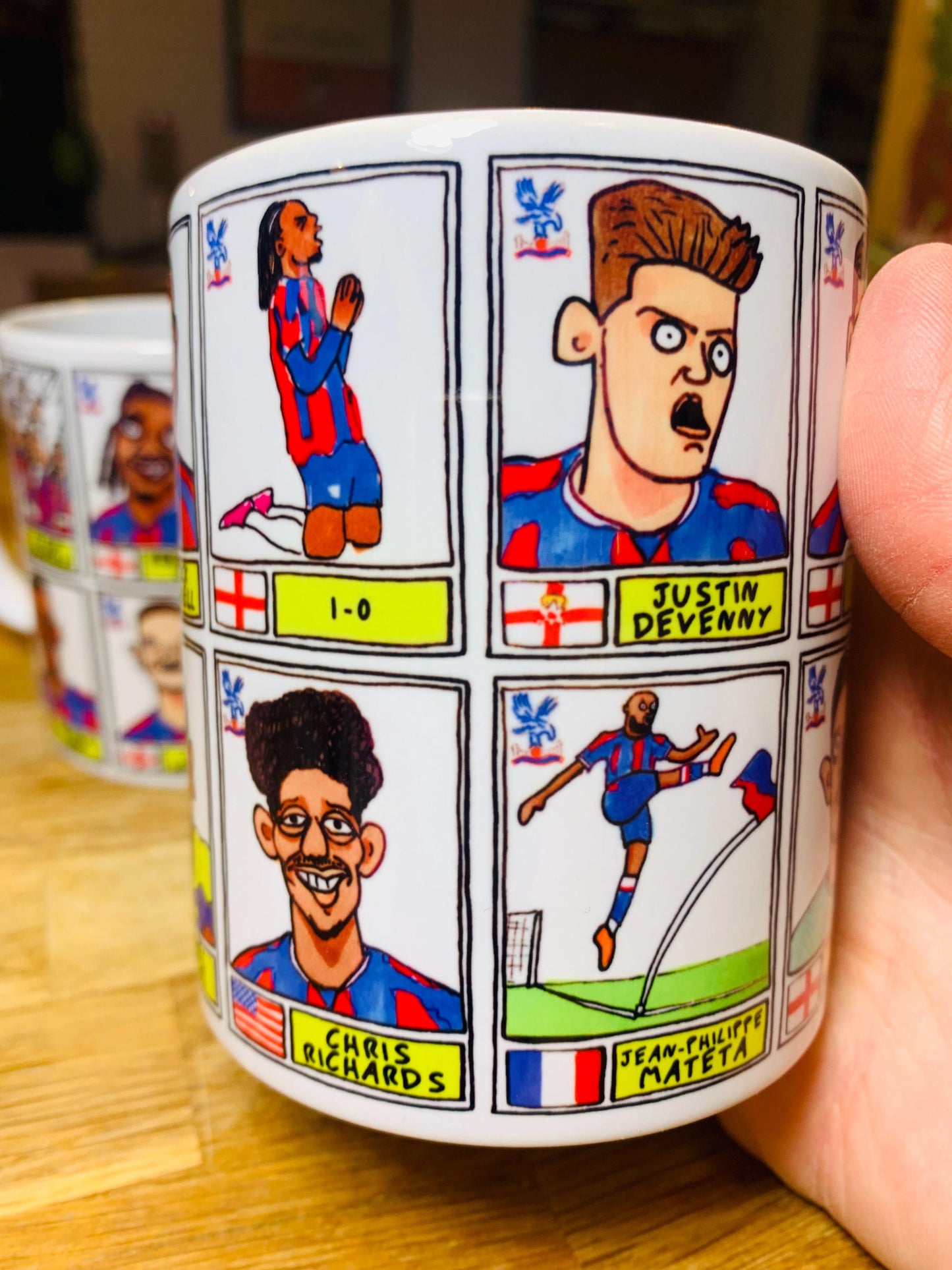 Crystal Palace Vol 2 No Score Draws Mug Set - Set of TWO DIFFERENT 11oz Mugs with Wonky Panini-doodles of Oliver Glasner's 24/25 CPFC Squad