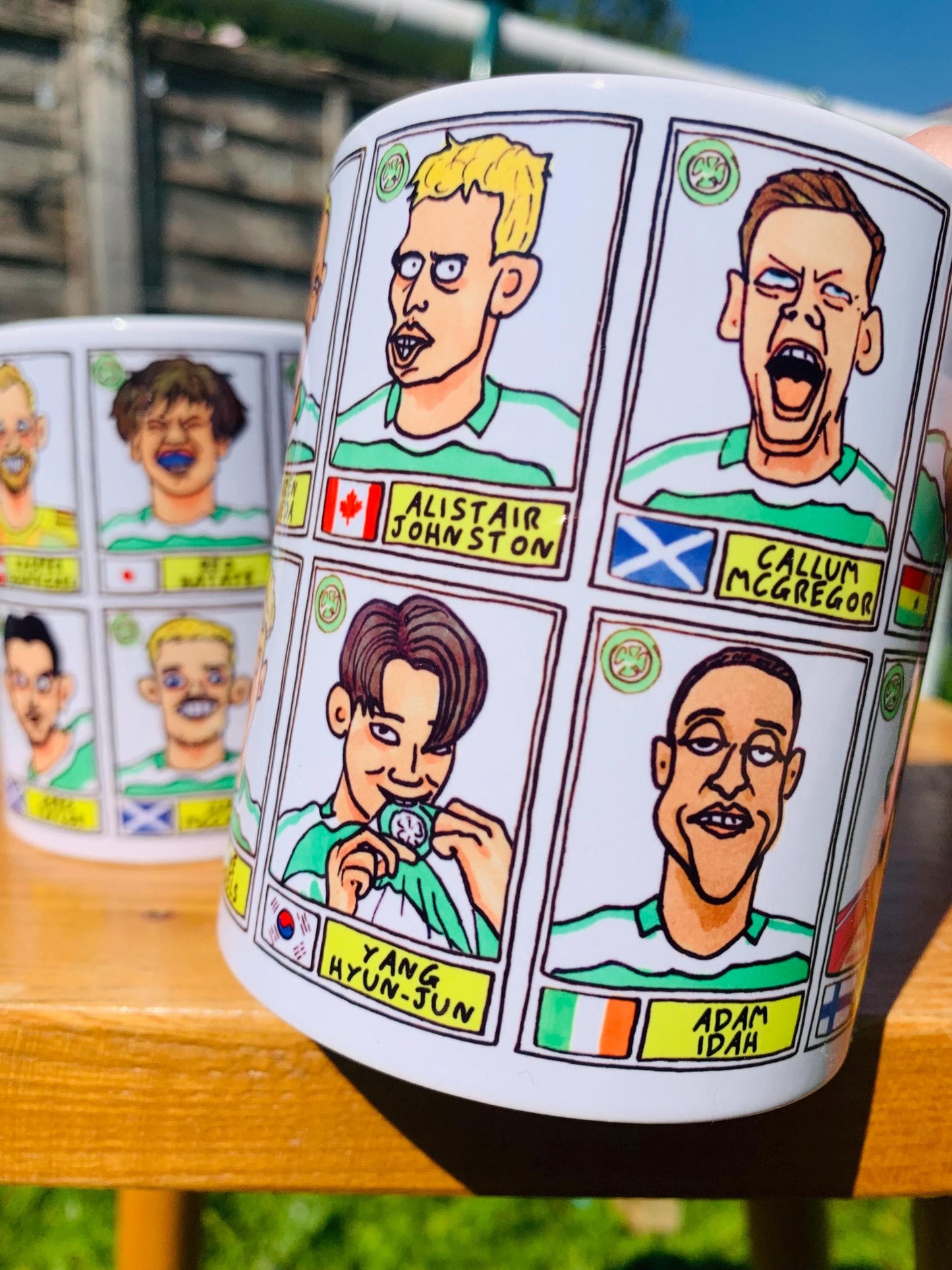 Celtic Vol 4 Champions 24-25 No Score Draws Mug Set - Set of TWO DIFFERENT 11oz Ceramic Mugs with 24 Wonky Panini-style Bhoys Doodles