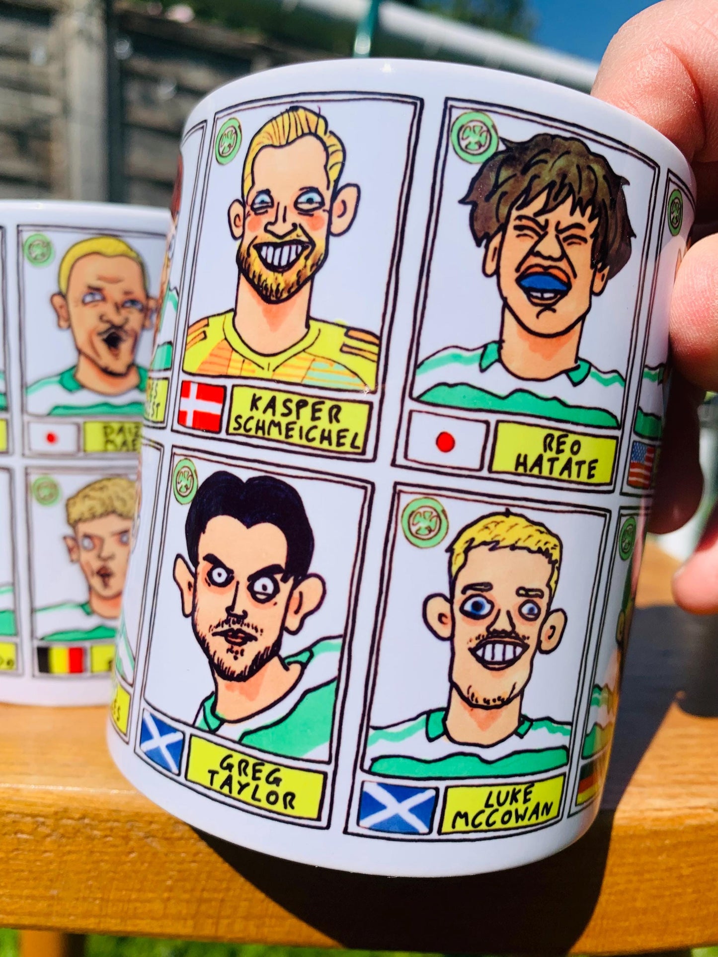 Celtic Vol 4 Champions 24-25 No Score Draws Mug Set - Set of TWO DIFFERENT 11oz Ceramic Mugs with 24 Wonky Panini-style Bhoys Doodles