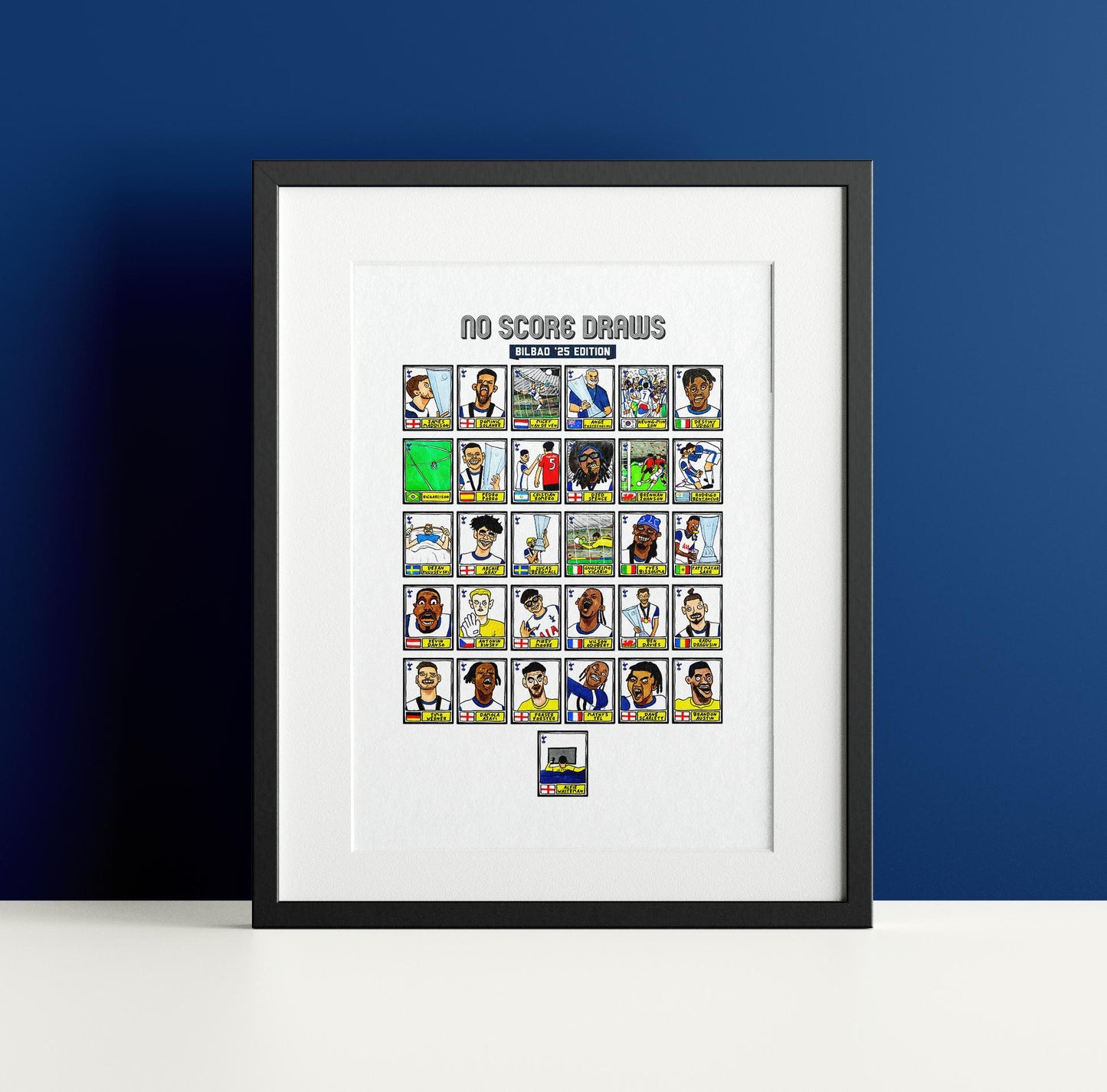Spurs Volume 5 - No Score Draws Bilbao '25 Edition - A3 print of 31 Wonky Panini-style football doodles of Big Ange's Europa League-Winners