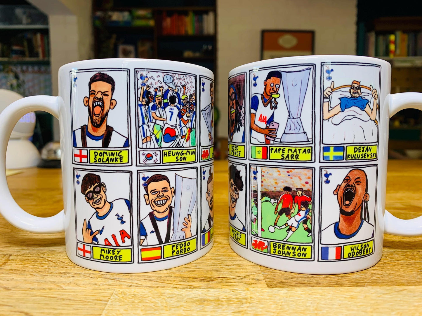 Spurs Vol 5 - Europa League Winners No Score Draws Mug Set - Set of TWO DIFFERENT 11oz Ceramic Mugs with Wonky Panini-style THFC Doodles