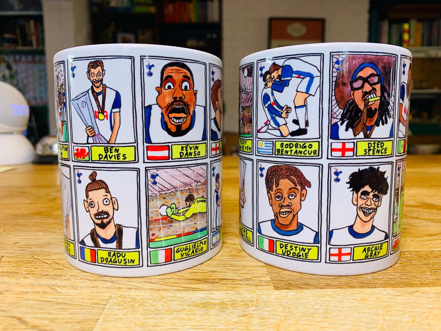 Spurs Vol 5 - Europa League Winners No Score Draws Mug Set - Set of TWO DIFFERENT 11oz Ceramic Mugs with Wonky Panini-style THFC Doodles