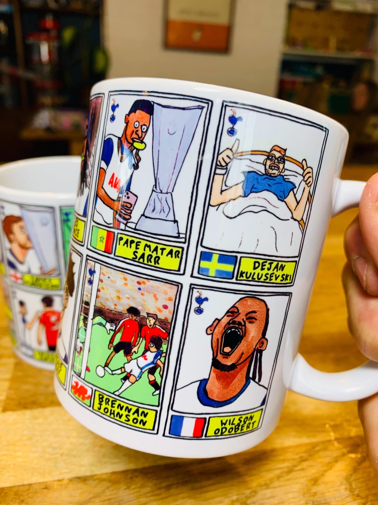 Spurs Vol 5 - Europa League Winners No Score Draws Mug Set - Set of TWO DIFFERENT 11oz Ceramic Mugs with Wonky Panini-style THFC Doodles