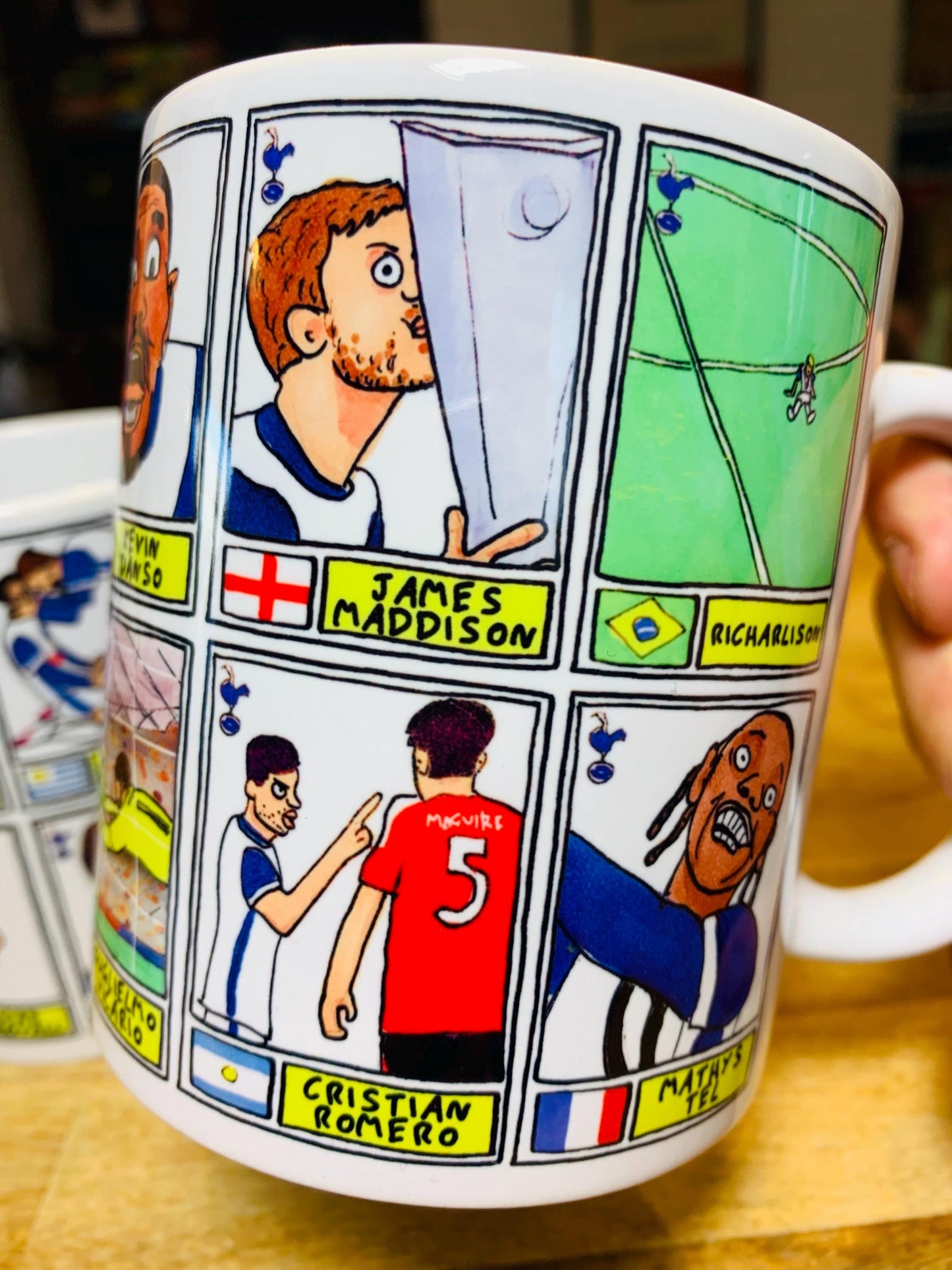 Spurs Vol 5 - Europa League Winners No Score Draws Mug Set - Set of TWO DIFFERENT 11oz Ceramic Mugs with Wonky Panini-style THFC Doodles
