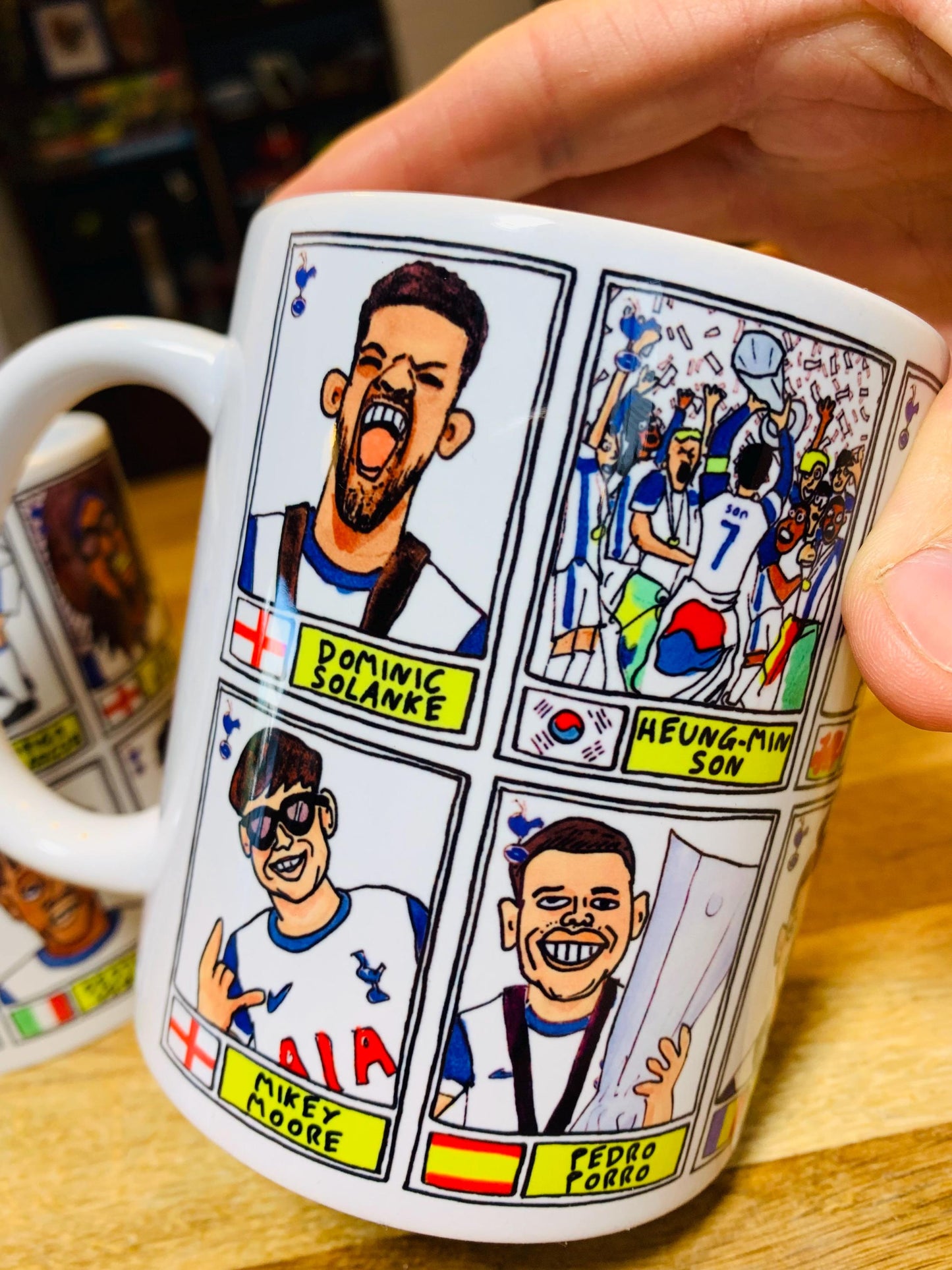 Spurs Vol 5 - Europa League Winners No Score Draws Mug Set - Set of TWO DIFFERENT 11oz Ceramic Mugs with Wonky Panini-style THFC Doodles