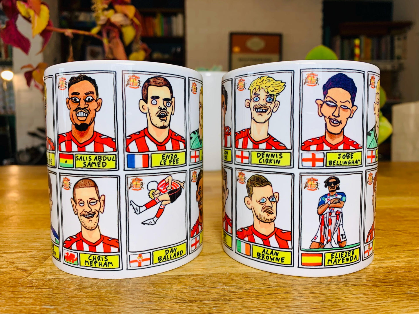 Sunderland Volume 4 - Going Up No Score Draws Mug Set - Set of TWO DIFFERENT 11oz Ceramic Mugs with Wonky Doodles Of SAFC's 24/25 Black Cats