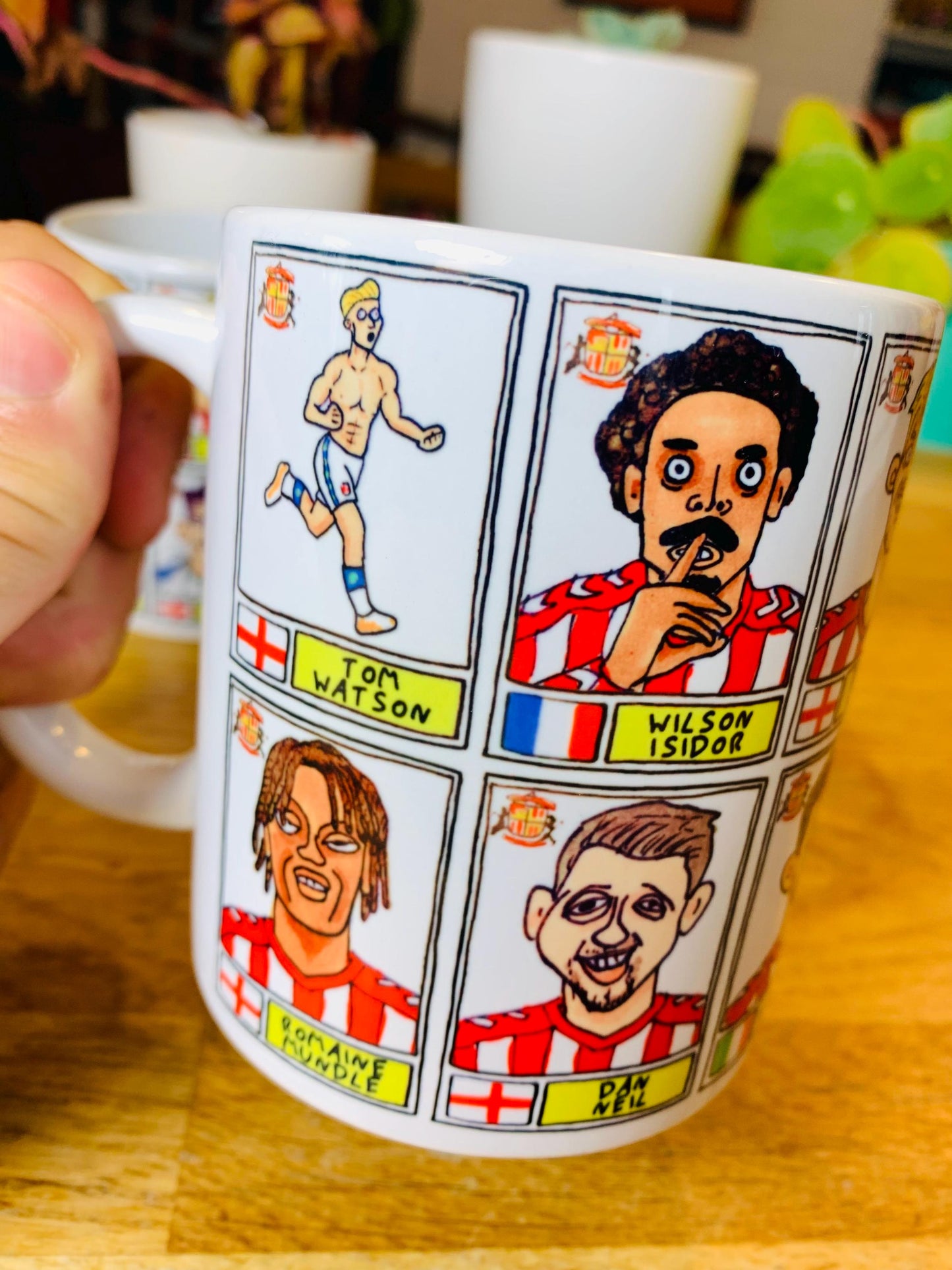 Sunderland Volume 4 - Going Up No Score Draws Mug Set - Set of TWO DIFFERENT 11oz Ceramic Mugs with Wonky Doodles Of SAFC's 24/25 Black Cats