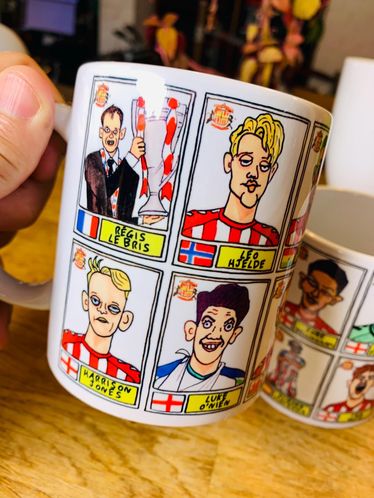 Sunderland Volume 4 - Going Up No Score Draws Mug Set - Set of TWO DIFFERENT 11oz Ceramic Mugs with Wonky Doodles Of SAFC's 24/25 Black Cats
