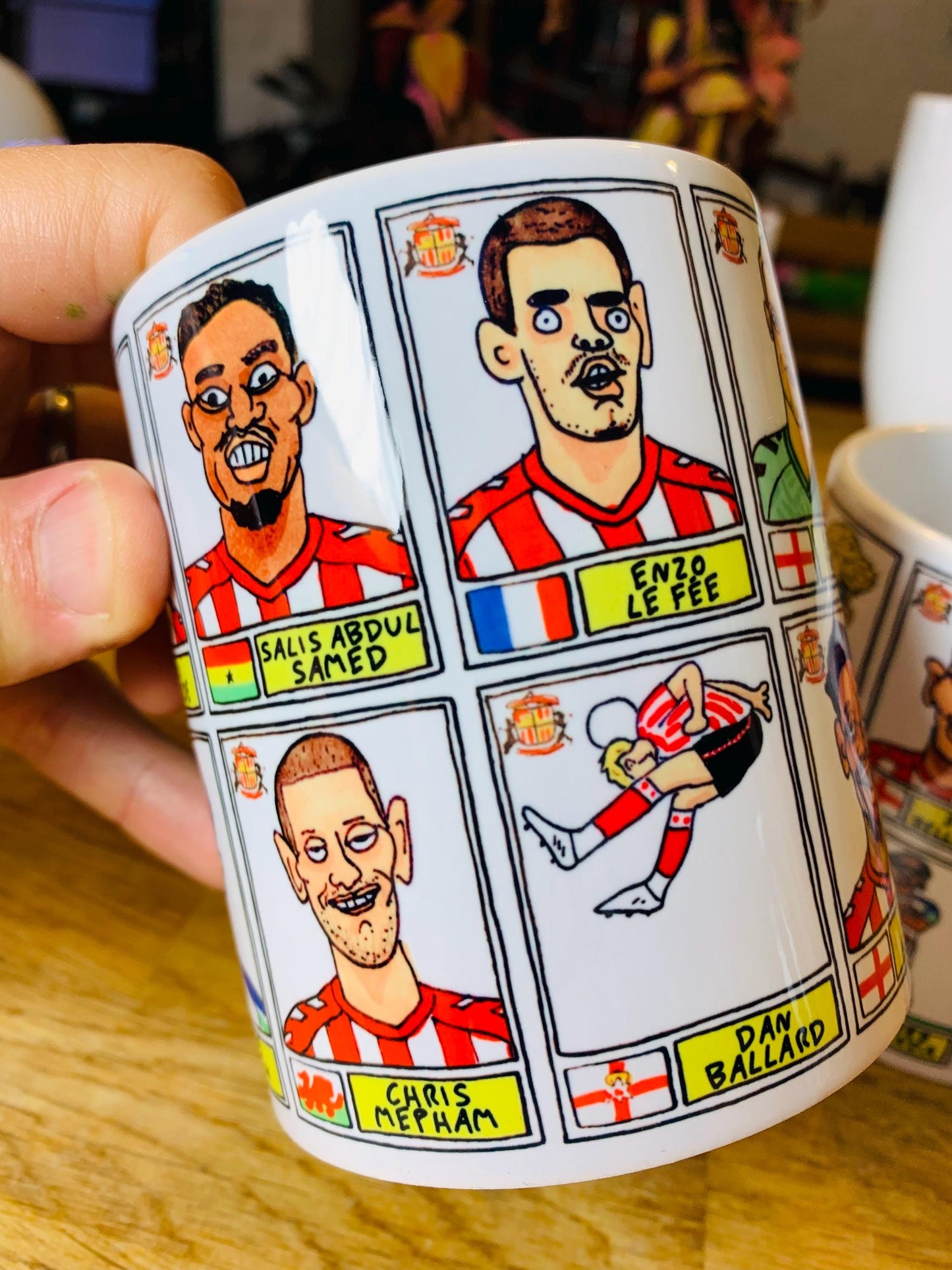 Sunderland Volume 4 - Going Up No Score Draws Mug Set - Set of TWO DIFFERENT 11oz Ceramic Mugs with Wonky Doodles Of SAFC's 24/25 Black Cats