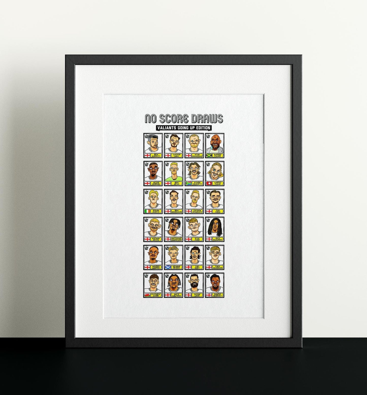 Port Vale Vol 2 - No Score Draws Valiants Going Up Edition - A3 print of 24 hand-drawn Panini-doodles Of PVFC's 24/25 Promotion Squad