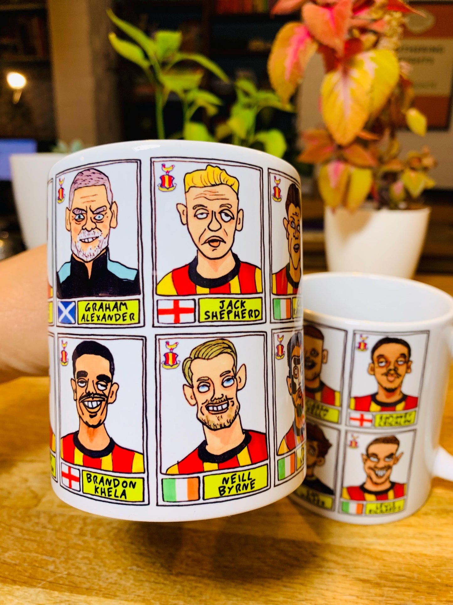 Bradford City Vol 2 Going Up No Score Draws Mug Set - Set of TWO DIFFERENT 11oz Ceramic Mugs with 24 Wonky Panini-Doodles of BCFC 24-25