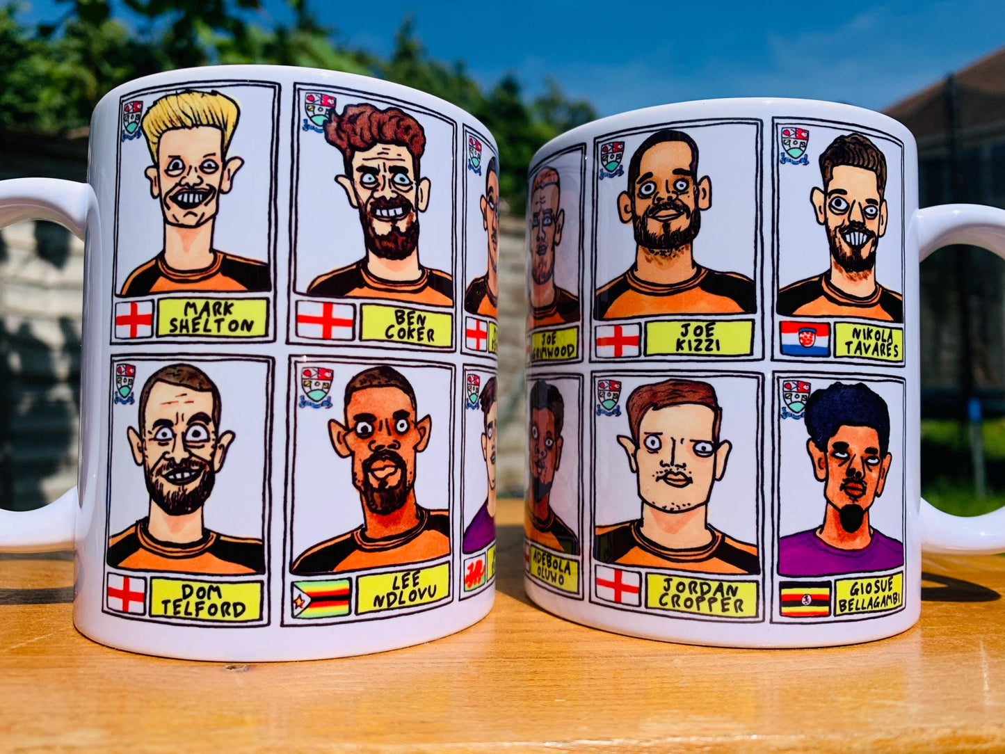 Barnet No Score Draws Mug Set - Set of TWO DIFFERENT 11oz Ceramic Mugs with Wonky Panini-Doodles of The Bees' 24/25 National League Winners