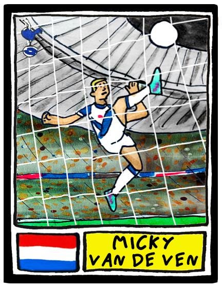 Spurs Volume 5 - No Score Draws Bilbao '25 Edition - A3 print of 31 Wonky Panini-style football doodles of Big Ange's Europa League-Winners
