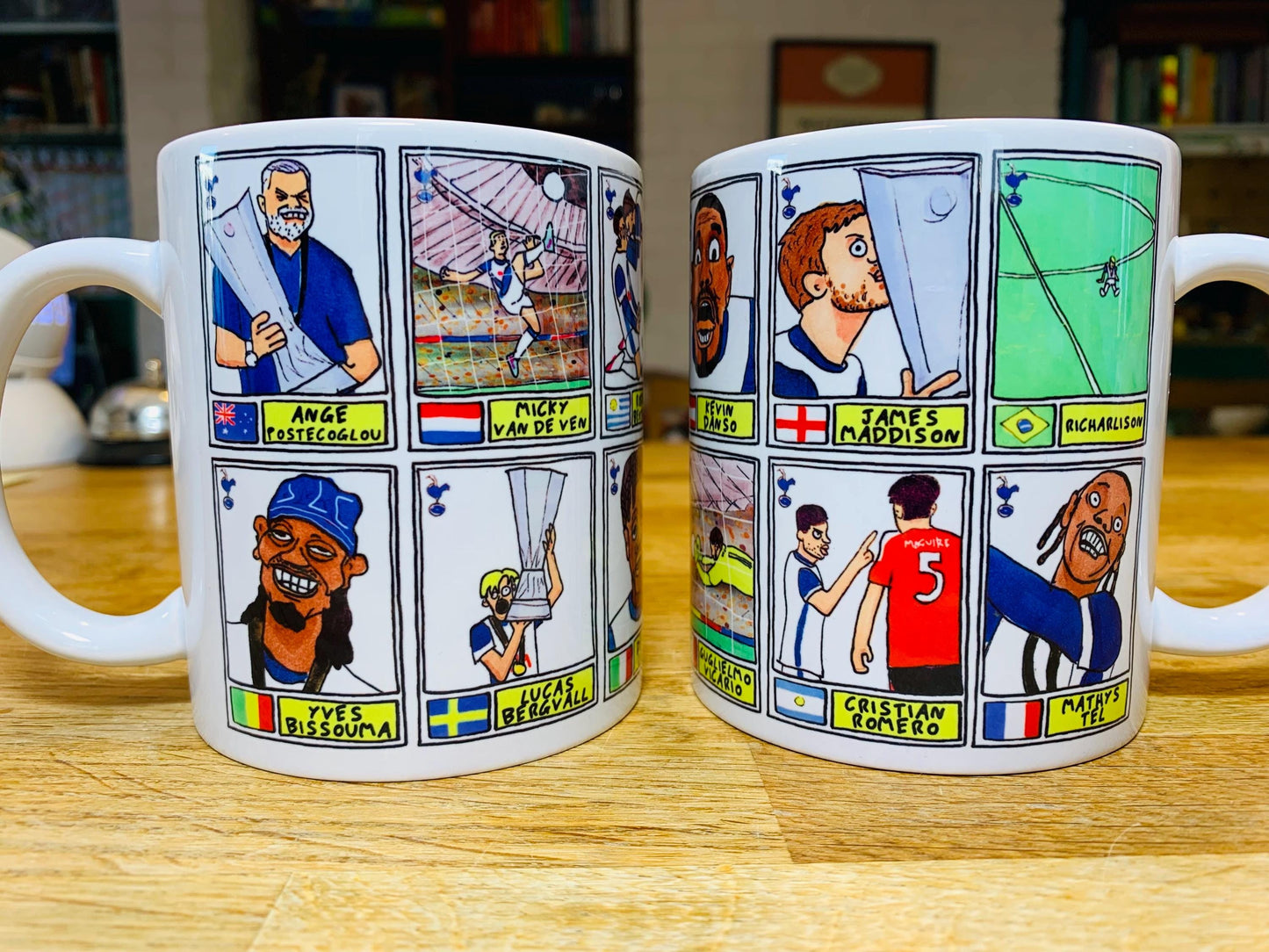 Spurs Vol 5 - Europa League Winners No Score Draws Mug Set - Set of TWO DIFFERENT 11oz Ceramic Mugs with Wonky Panini-style THFC Doodles