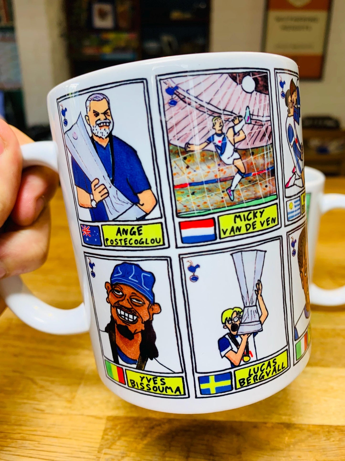 Spurs Vol 5 - Europa League Winners No Score Draws Mug Set - Set of TWO DIFFERENT 11oz Ceramic Mugs with Wonky Panini-style THFC Doodles